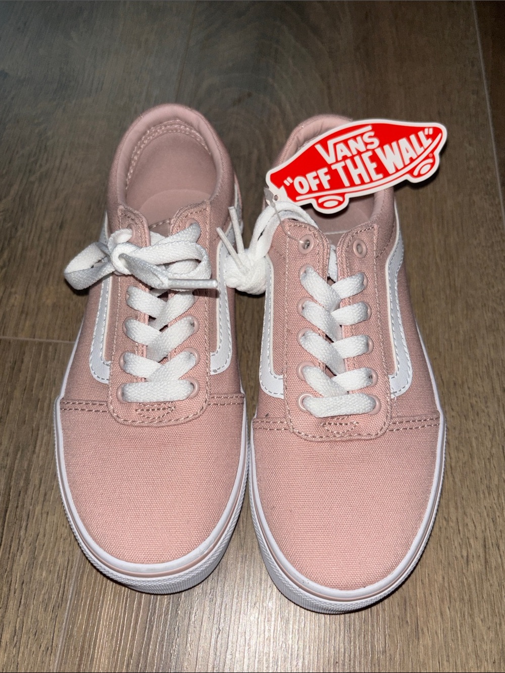 Vans Pink and White Low-Top Canvas Sneakers